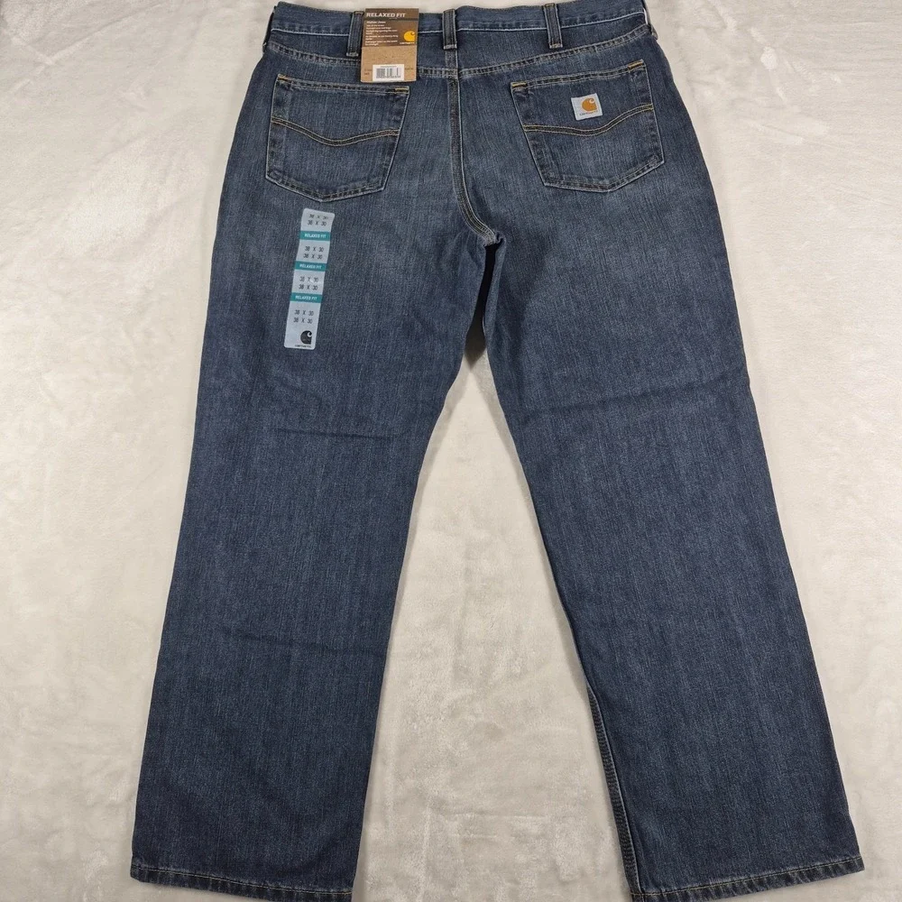 Carhartt Holter Jeans Men's 38x30 Blue Denim Relaxed Fit Straight Fit Work NWT
